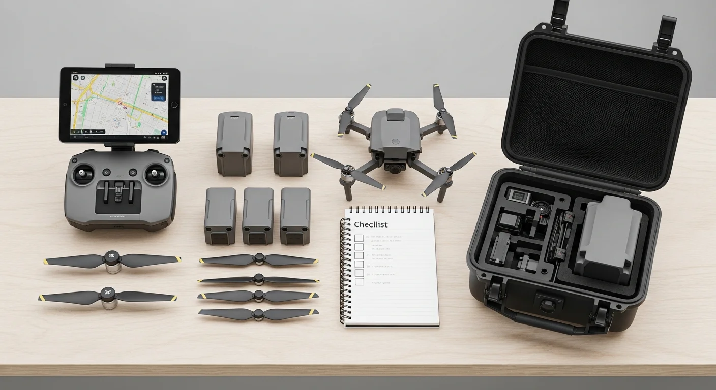 Drone equipment and flight planning checklist for a commercial drone operator